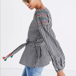 Madewell Smocked Gingham Top